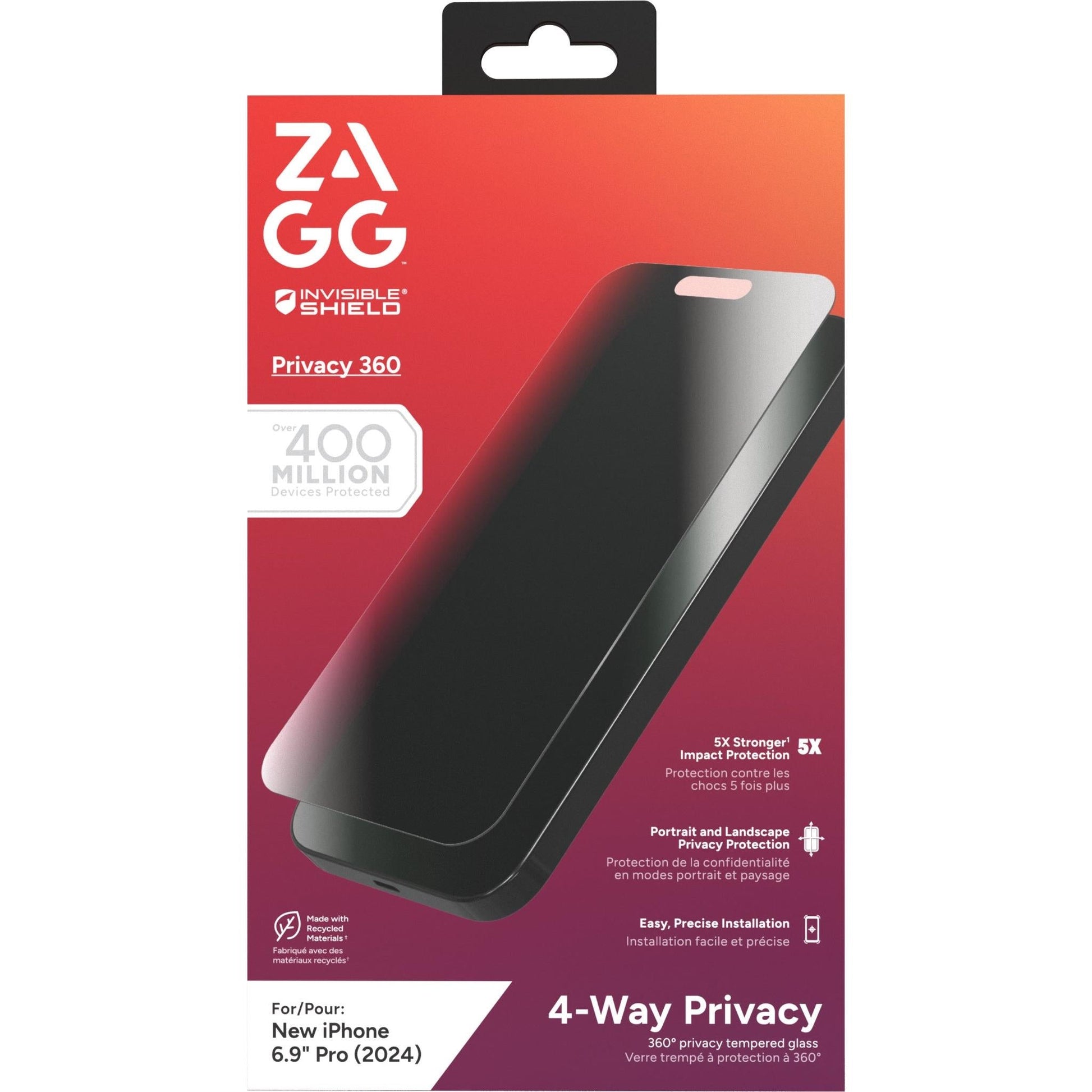 ZAGG InvisibleShield Glass Elite Privacy 360 Screen Protector for iPhone 16 Pro Max-4