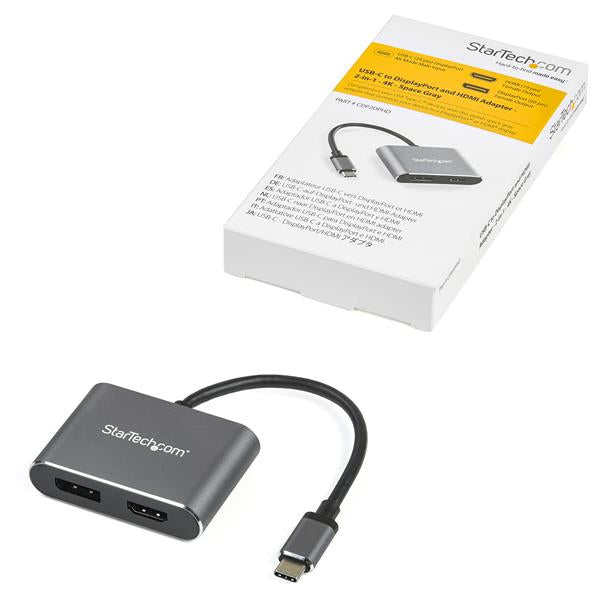 StarTech.com USB C Multiport Video Adapter - 4K 60Hz USB-C to HDMI 2.0 or DisplayPort 1.2 Monitor Adapter - USB Type-C 2-in-1 Display Converter HDMI/DP HBR2 HDR - Thunderbolt 3 Compatible-4