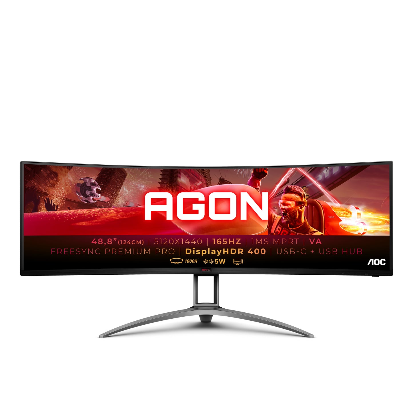 AOC B2 AG493UCX2 computer monitor 124 cm (48.8") 5120 x 1440 pixels Quad HD LED Black-0