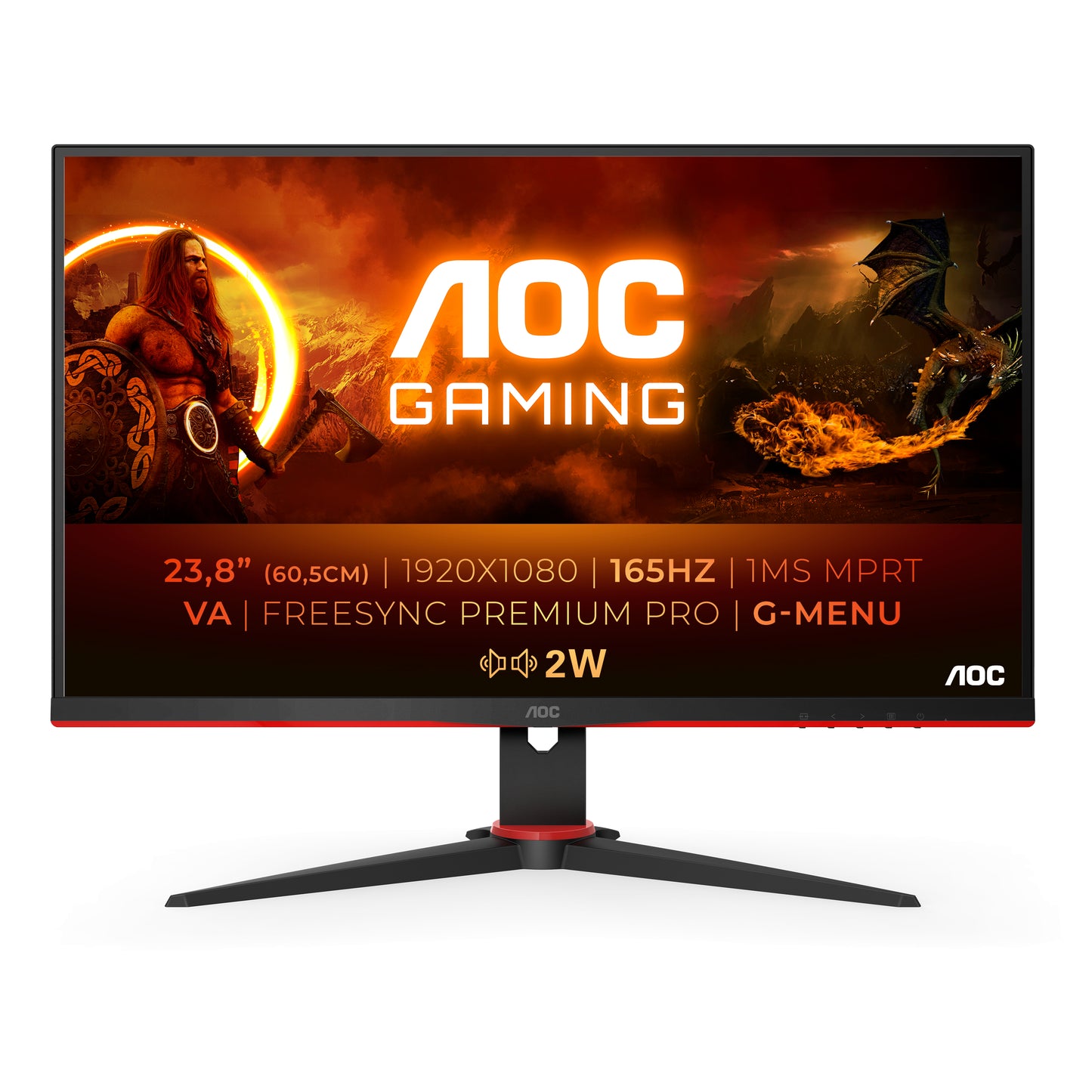 AOC 24G2SE computer monitor 60.5 cm (23.8") 1920 x 1080 pixels Full HD Black, Red-0