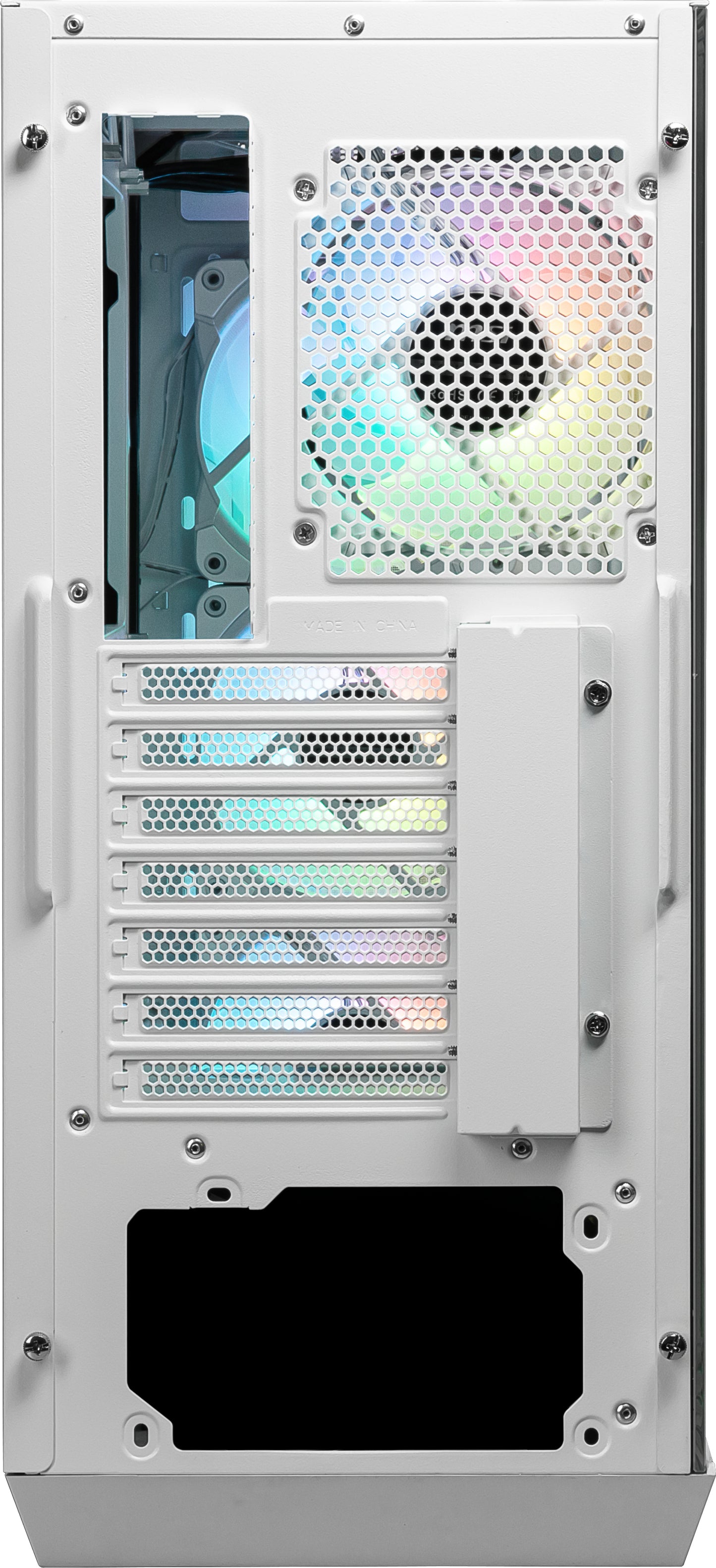 MSI MPG GUNGNIR 110R WHITE Mid Tower Gaming Computer Case 'White, 4x 120mm ARGB Fan, 1 to 6 ARGB Control board, USB Type-C, Tempered Glass, Center, ATX, mATX, mini-ITX'-6