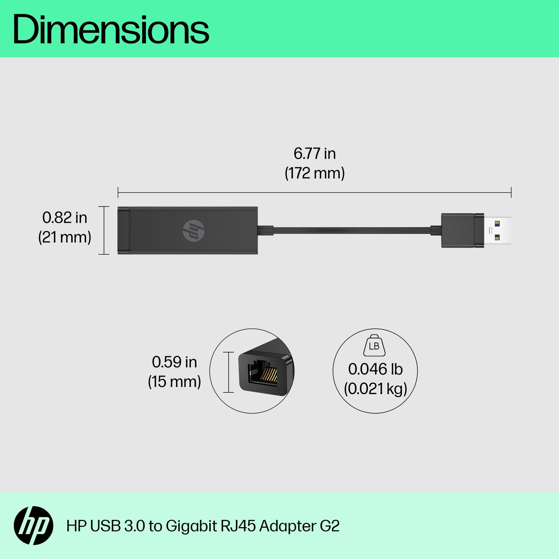HP USB 3.0 to Gigabit RJ45 Adapter G2-1