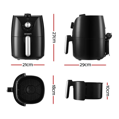 Devanti Air Fryer 2.5L Knob Fryers-1