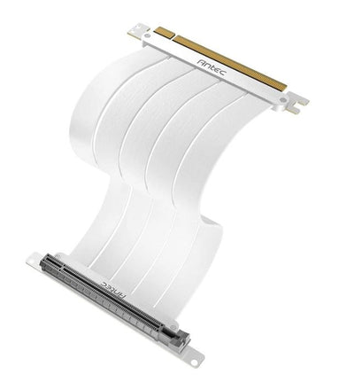 Antec PCIE-4.0 Riser Cable (200mm) White, Up to RTX4090 / 7900XT. High End Gold Plated and Shielded six Layer PCB. FPS lossless output Stability (LS)-0