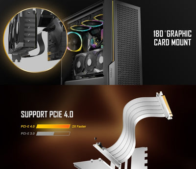 Antec Adjustable Vertical Bracket with 200mm High Performance PCI-E Riser Cable. New 2024. White Universal Case support-0