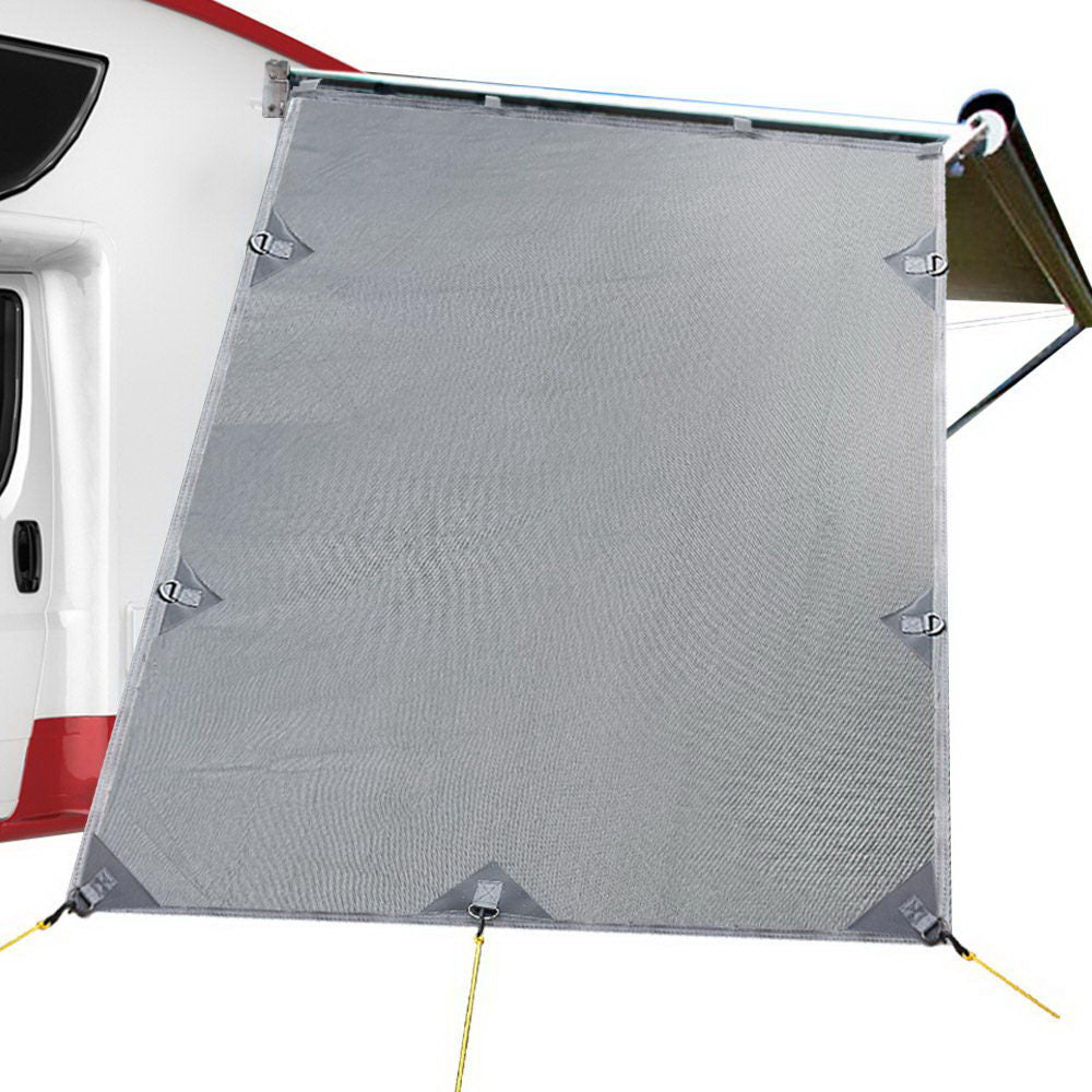 Caravan Privacy Screen Roll Out Awning 1.95 x 2.2M Sun Shade End Wall Side Grey-0