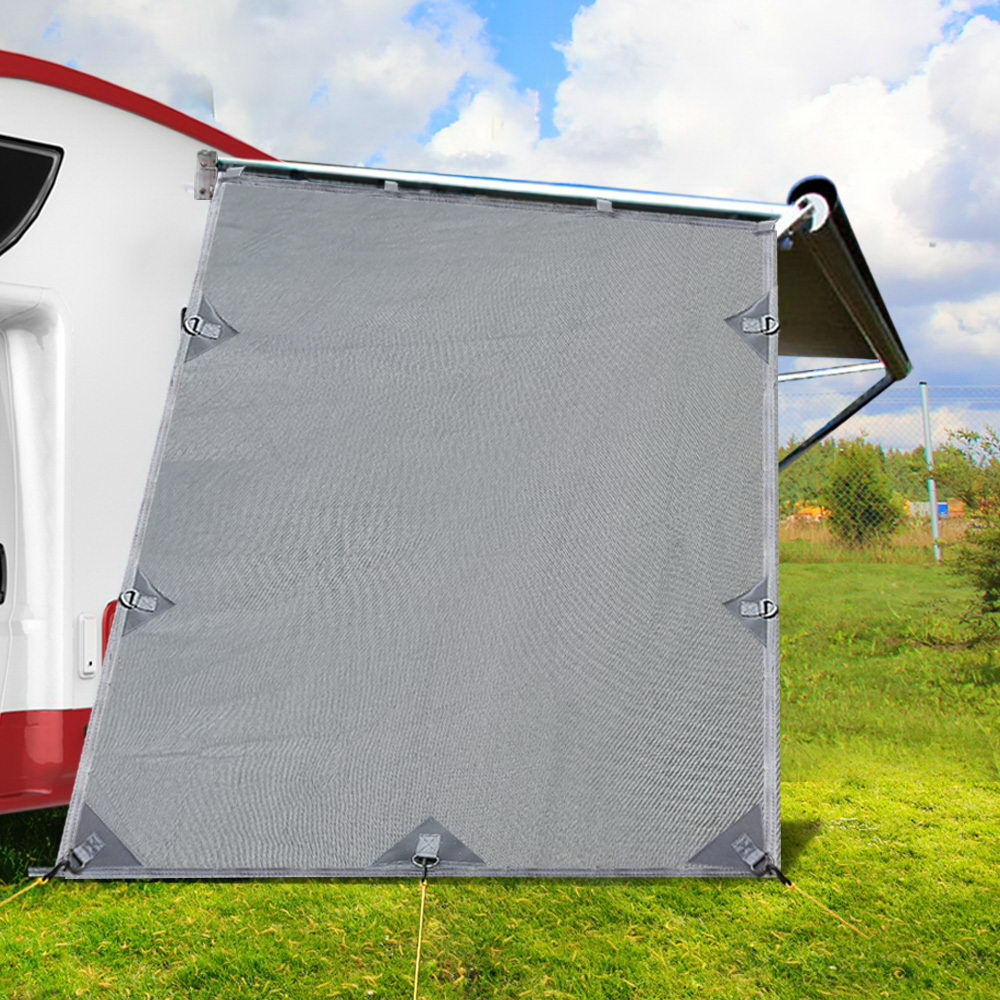 Caravan Privacy Screen Roll Out Awning 1.95 x 2.2M Sun Shade End Wall Side Grey-6