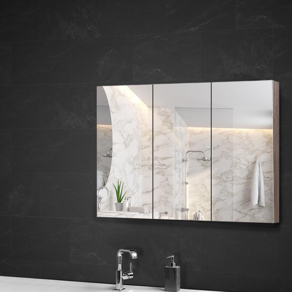 Cefito Bathroom Mirror Cabinet 900x720mm Oak-6