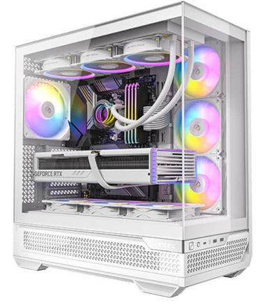 Antec C7-ARGB E-ATX Seamless Panoramic 270 View, USB-C, 4x ARGB PWM Fans. Side Radiator Support. RTX 4090, Back Connect MBs, Flip Door, White Case-0