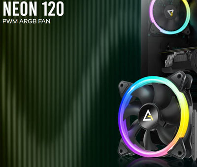 Antec Neon 12 ARGB with Full Spectrum ARGB Dual Spiral RGB lighting, Performance Heat dissipation, Hydraulic Bearing 12CM Case 4P PWM, 3 PIN, Case Fan-0