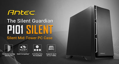 Antec P101 Silent ATX, E-ATX Case, 1x 5.25'Ext, 8x 3.5' HDD,  2x 2.5' SSD,  VGA up to 450mm, CPU Height 180mm. PSU 290mm. Two Years Warranty-0