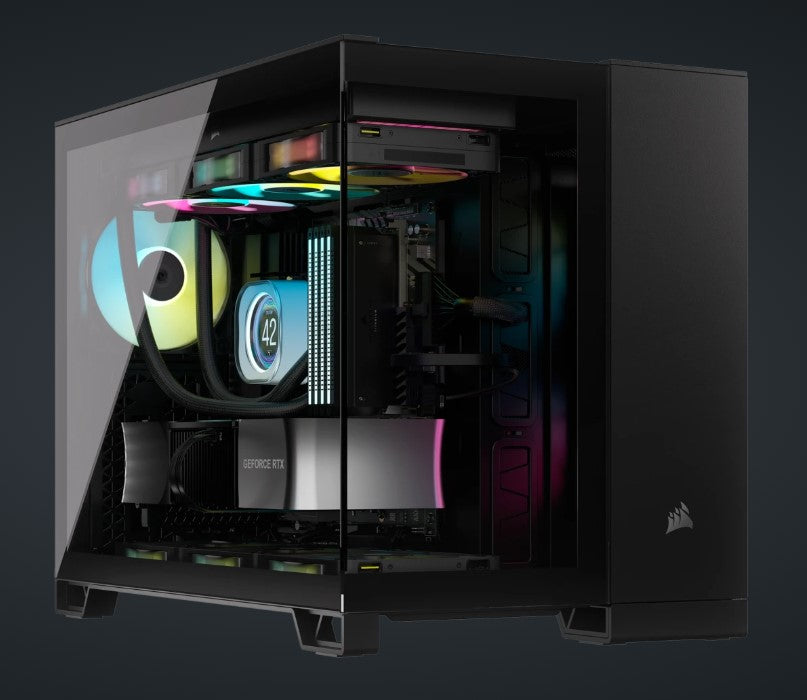 Corsair 2500X Tempered Glass mATX, ATX Mid-Tower, Black Dual Chamber Case-0