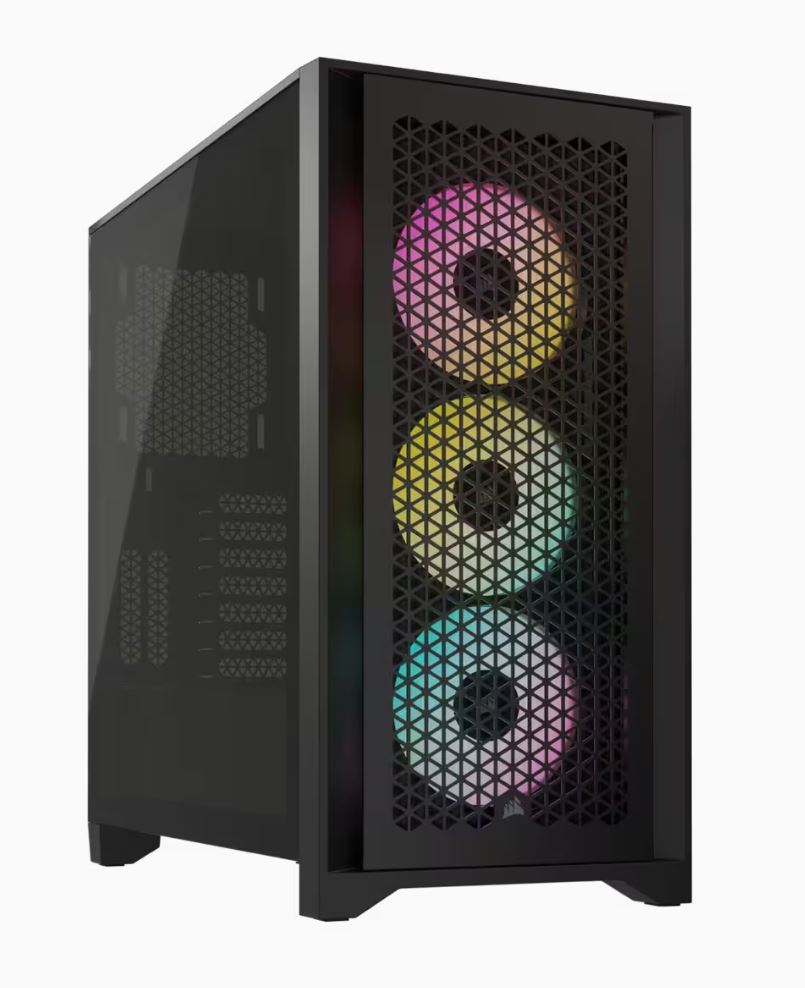 Corsair iCUE 4000D RGB Airflow Mesh Front Panel Mid-Tower. Black. 3x AF120 RGB Elite Fans, Node Pro Controller - Gaming Case-0