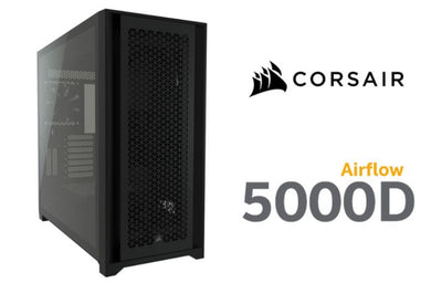 Corsair 5000D AIRFLOW E-ATX, ATX, USB Type-C, 2x 120mm Airguide Fans, Radiator 360mm. 7x PCI, 4x 2.5' SSD, 2x 3.5' HDD. VGA 420mm. Black Tower Case-0