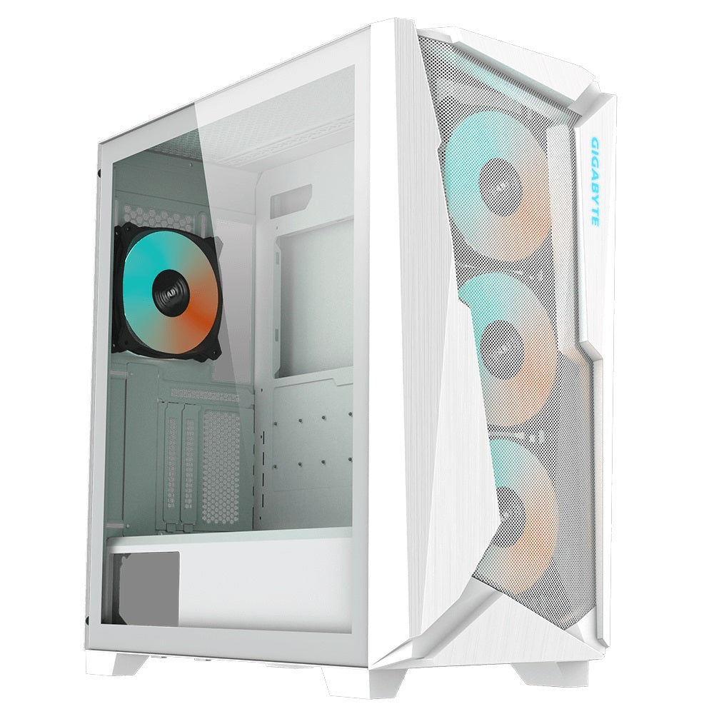 Gigabyte C301 RGB Tempered Glass E-ATX White Mid Tower Gaming Chassis  2x3.5' 2x2.5' 2xUSB3.0 Detachable Dust Filter Liquid Cooling PSU Standard ATX-0