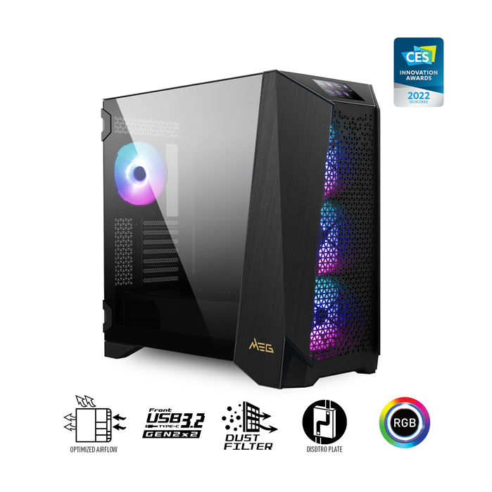 MSI MEG PROSPECT700R Mid-Tower Case, SupportsE-ATX[up to 310 x 304.8 mm]  / ATX / Micro-, 2x USB 3.2, 1x USB3.2, 1x HD Audio, 1x Mic, ATX Power Supply-0