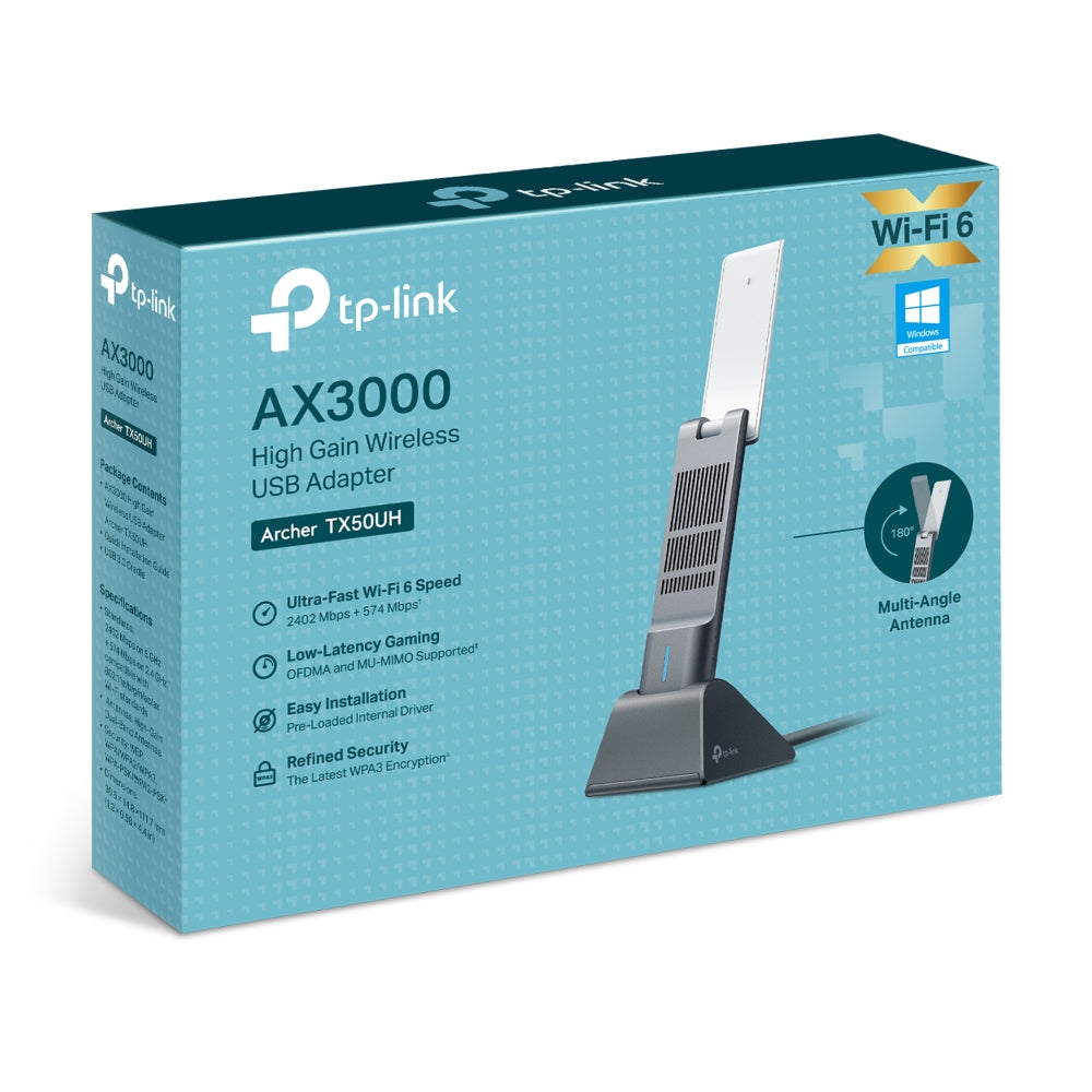 TP-Link Archer TX50UH AX3000 High Gain Wireless USB Adapter, WiFi 6, Speeds up to 2402 Mbps@5GHz, 574 Mbps@2.4GHz-0