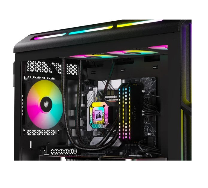 Corsair AF SLIM Series, AF120 RGB SLIM ICUE, 120mmx15mm Fluid Dynamic Bearing RGB Fan, Dual Pack with Lighting Node CORE-0