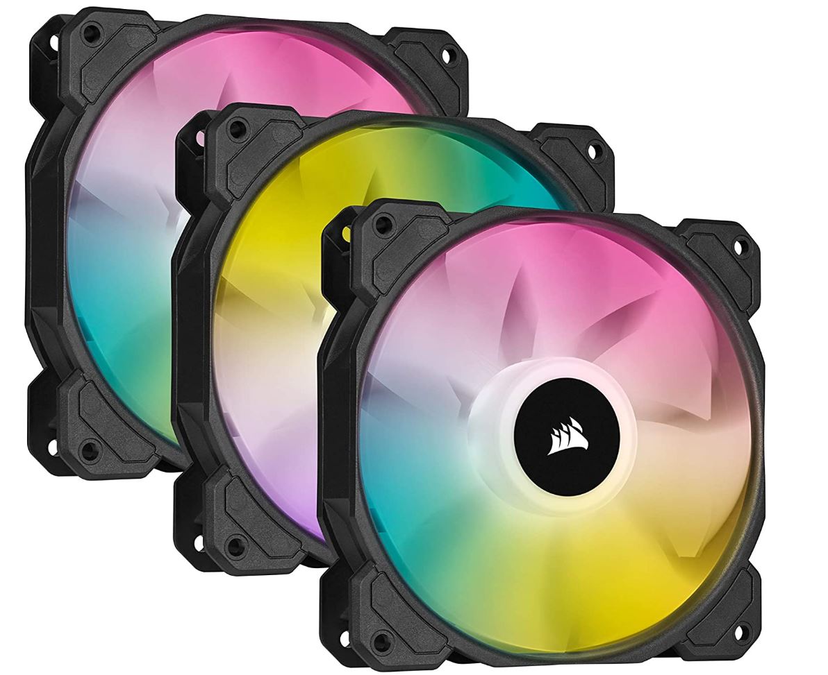 Corsair AF ELITE Series, AF120 RGB ELITE Black, 120mm Fluid Dynamic with AirGuide, 3 Pack with Lightng Node Core XT Fan Kit-0