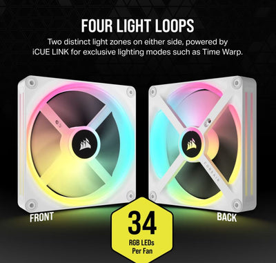 Corsair QX RGB Series, iCUE LINK QX140 RGB WHITE, 140mm Magnetic Dome Bearing PWM RGB Dual Fan, Expansion Kit-0