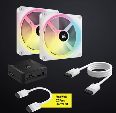 Corsair QX RGB Series, iCUE LINK QX140 RGB WHITE, 140mm Magnetic Dome Bearing. PWM RGB Dual Fan, Starter Kit-0