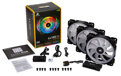 Corsair Light Loop Series, LL120 RGB, 120mm Dual Light Loop RGB LED PWM Fan, 3 Fan Pack with Lighting Node PRO-0