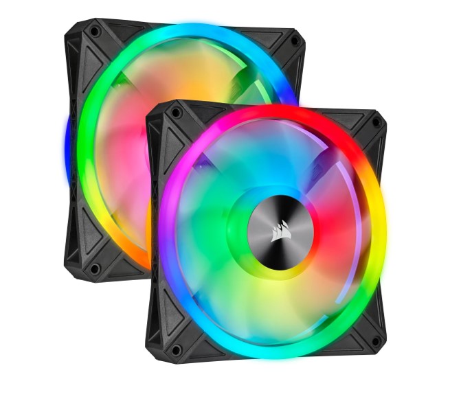 Corsair QL140 RGB Dual Fan Kit with Lighting Node Core, ICUE, 140mm RGB LED PWM Fan 26dBA, 50.2 CFM, 2 Fan Pack-0