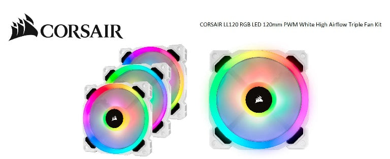 Corsair Light Loop Series, White LL120 RGB, 120mm PWM Fan, 3 Fan Pack with Lighting Node PRO. Two Years Warranty-0