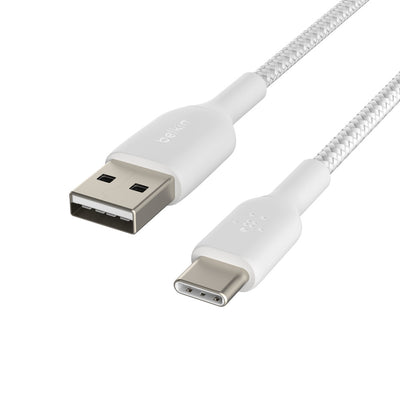 Belkin BoostCharge USB-A to USB-C Braided Cable  2m - Universally compatible - White-1