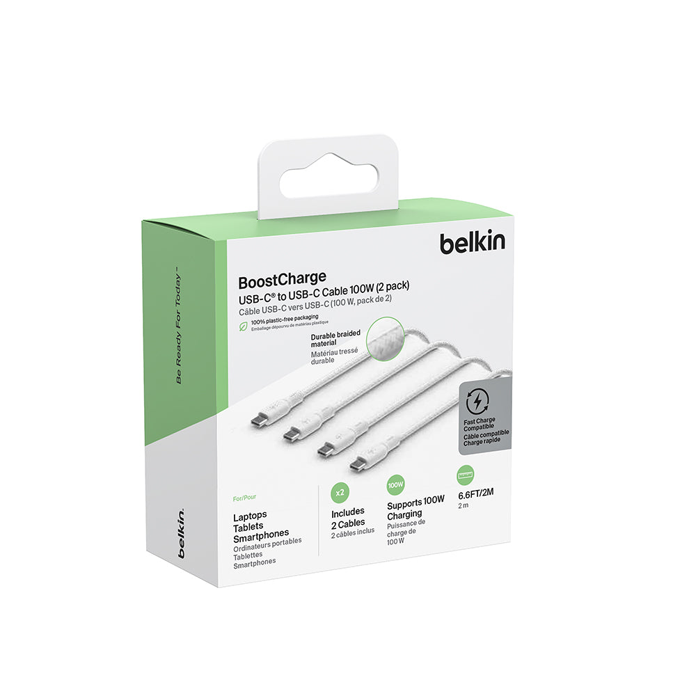 Belkin BoostCharge USB-C to USB-C Cable 100W - 2 Pack White-5