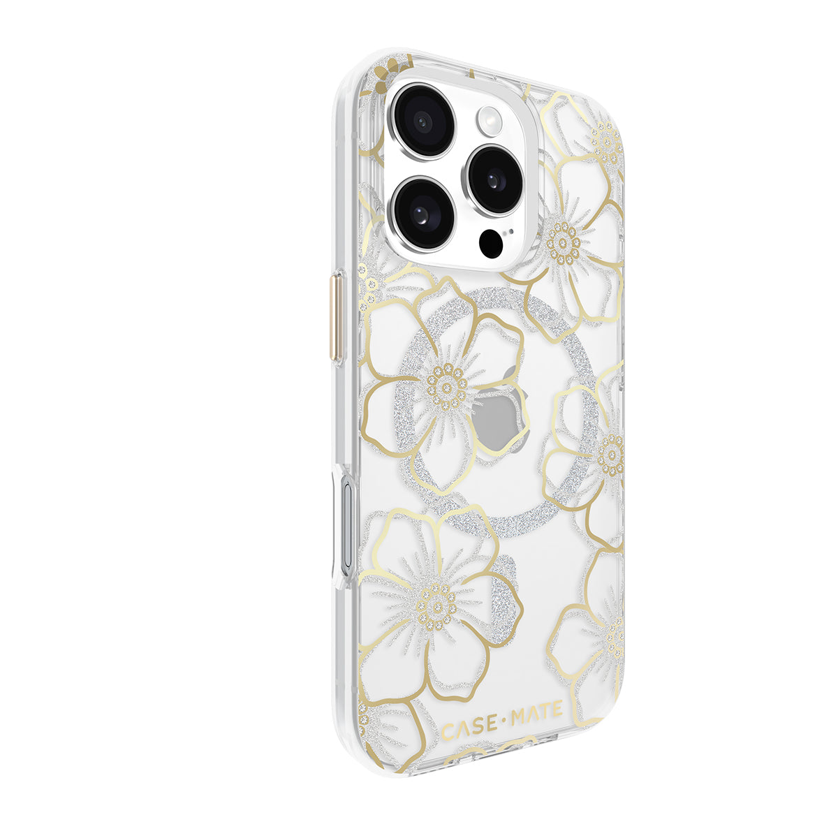 Case-Mate Floral Gems MagSafe Case - For iPhone 16 Pro - Gold-1