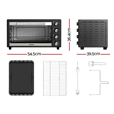 Devanti 45L Convection Oven Electric Fryer Ovens 1800W-1