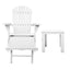 Gardeon 3PC Adirondack Outdoor Table and Chairs Wooden Sun Lounge Beach Patio White-2