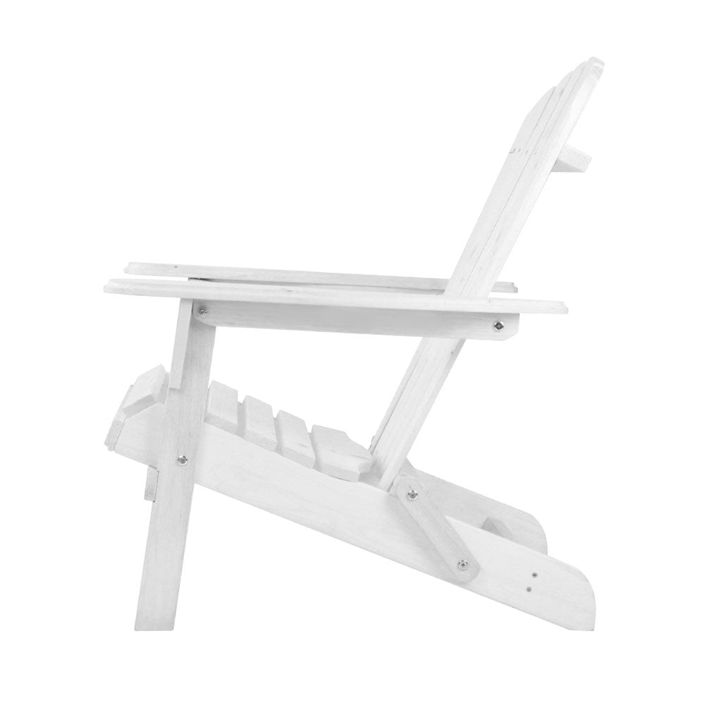 Gardeon Adirondack Outdoor Chairs Wooden Foldable Beach Chair Patio Furniture White-3