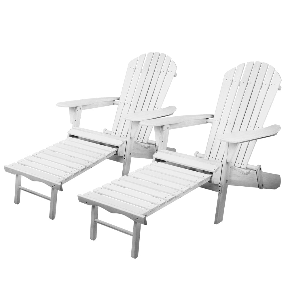 Gardeon 2PC Adirondack Outdoor Chairs Wood Foldable Sun Lounge Patio Furniture-0