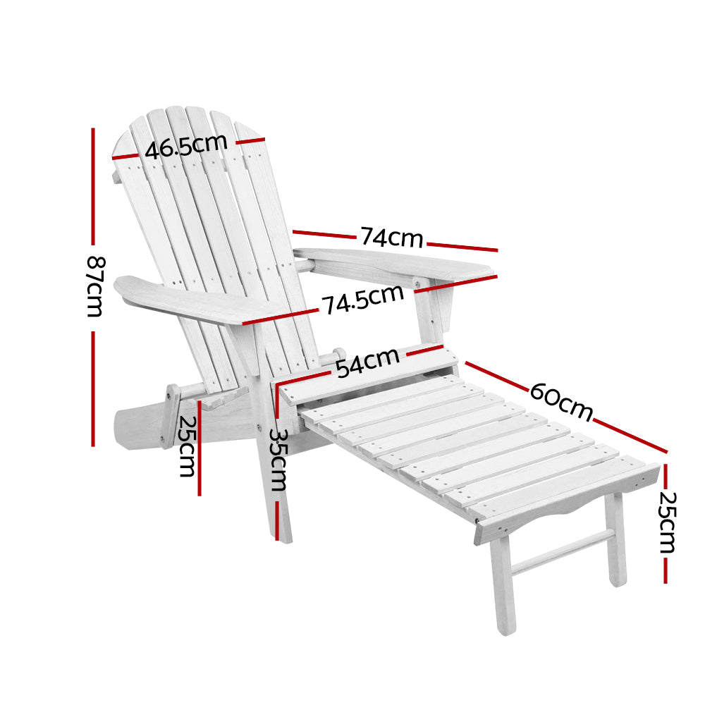 Gardeon 2PC Adirondack Outdoor Chairs Wood Foldable Sun Lounge Patio Furniture-1