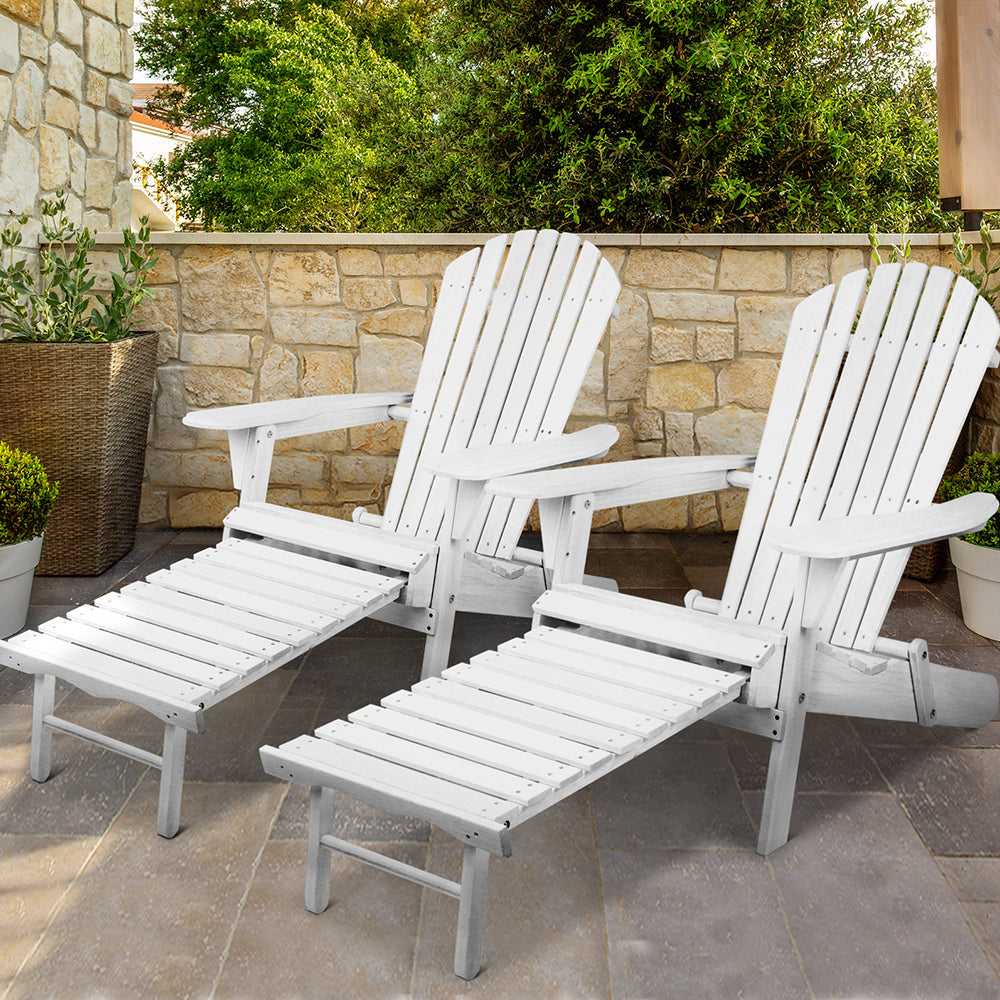 Gardeon 2PC Adirondack Outdoor Chairs Wood Foldable Sun Lounge Patio Furniture-7