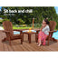 Gardeon 3PC Adirondack Outdoor Table and Chairs Wooden Foldable Beach Chair Brown-6