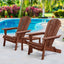 Gardeon 3PC Adirondack Outdoor Table and Chairs Wooden Foldable Beach Chair Brown-7