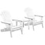 Gardeon 3PC Adirondack Outdoor Table and Chairs Wooden Foldable Beach Chair White-0