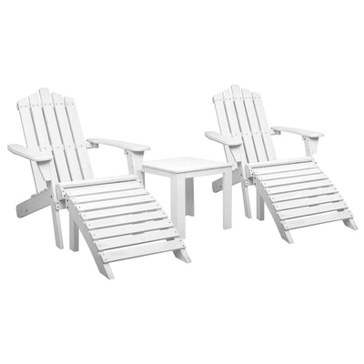 Gardeon 5PC Adirondack Outdoor Table and Chairs Wooden Sun Lounge Patio Furniture White-0