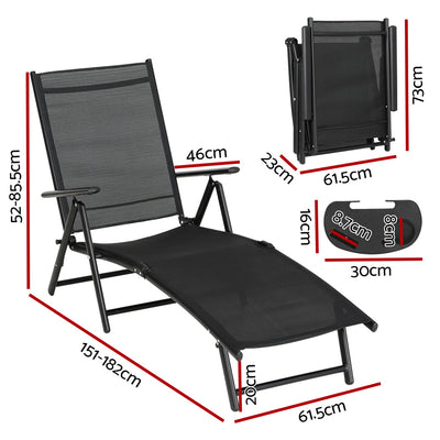 Gardeon Sun Lounge Outdoor Lounger Aluminium Folding Beach Chair Camping Patio-1