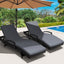 Gardeon 2PC Sun Lounge Wicker Lounger Outdoor Furniture Beach Chair Patio Adjustable Cushion Black-7