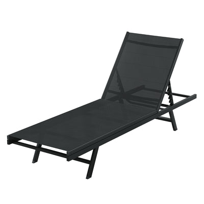 Gardeon Sun Lounge Outdoor Lounger Steel Beach Chair Patio Furniture Black-0