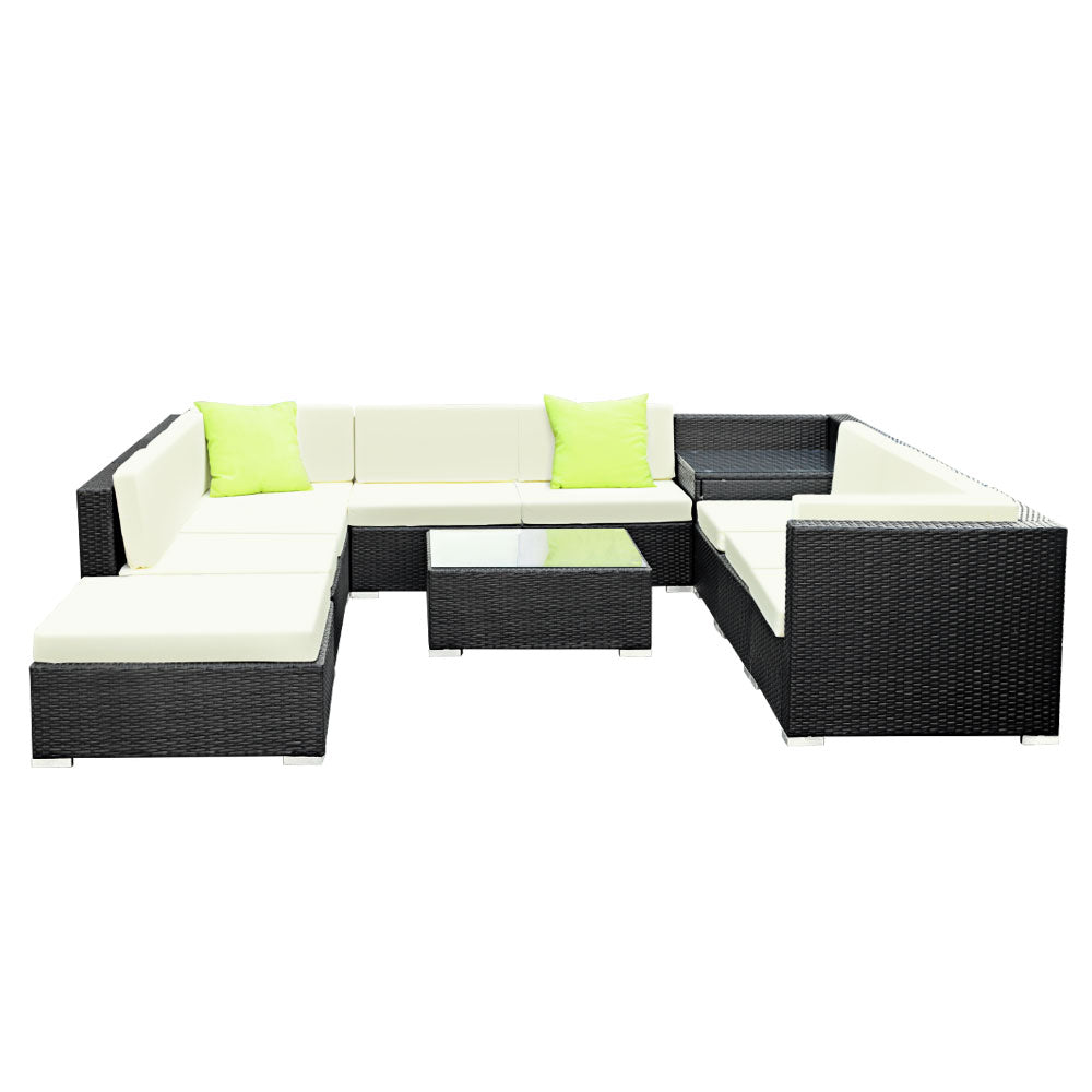 Gardeon 9-Piece Outdoor Sofa Set Wicker Couch Lounge Setting Cover-2