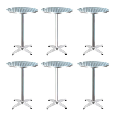 Gardeon Set of 6 Outdoor Bar Table Aluminium Round 70/110CM-0