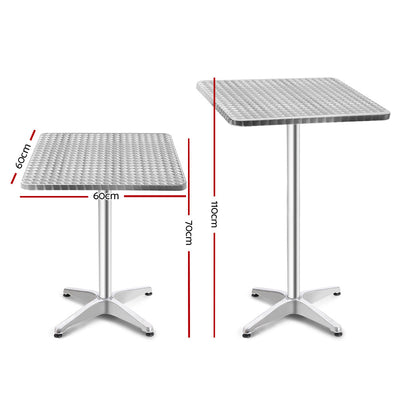 Gardeon Outdoor Bar Table Adjustable Aluminium Square 70/110cm-1