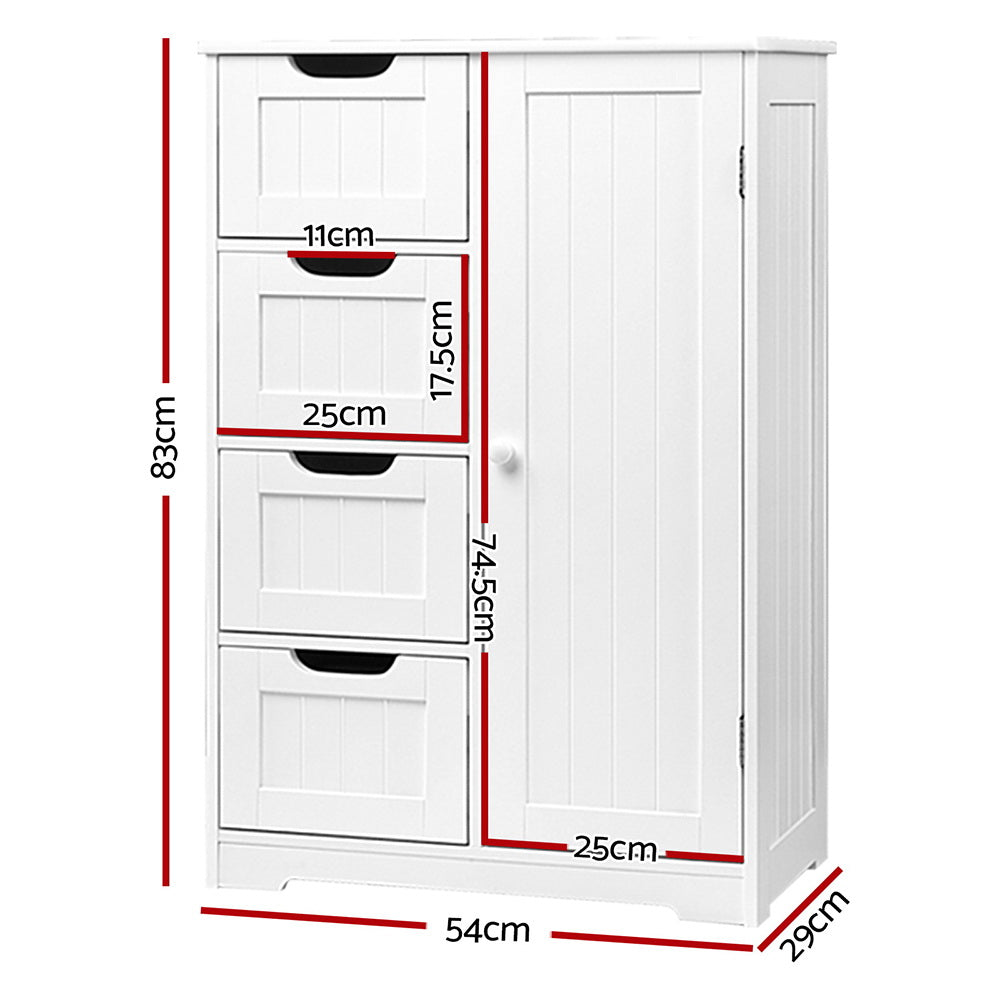 Artiss Bathroom Cabinet Storage Drawers White-1