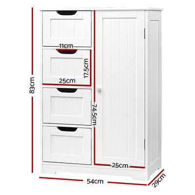 Artiss Bathroom Cabinet Storage Drawers White-1