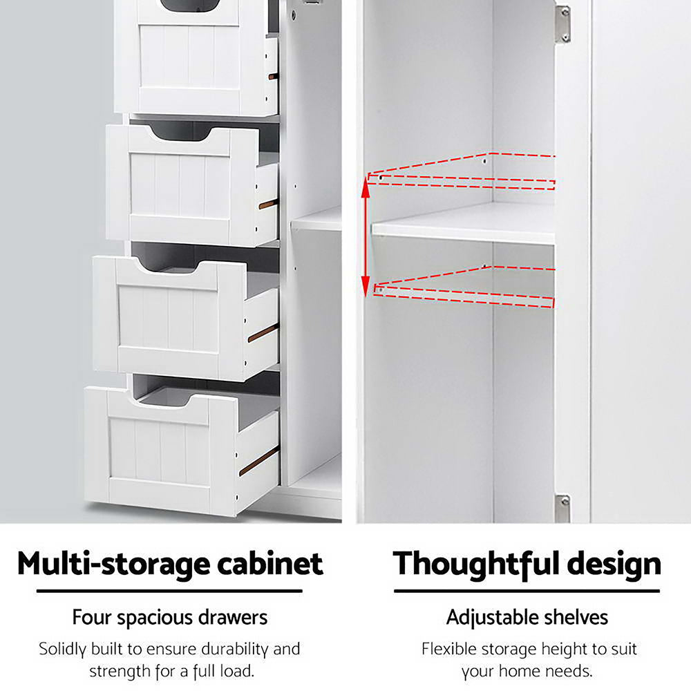 Artiss Bathroom Cabinet Storage Drawers White-3